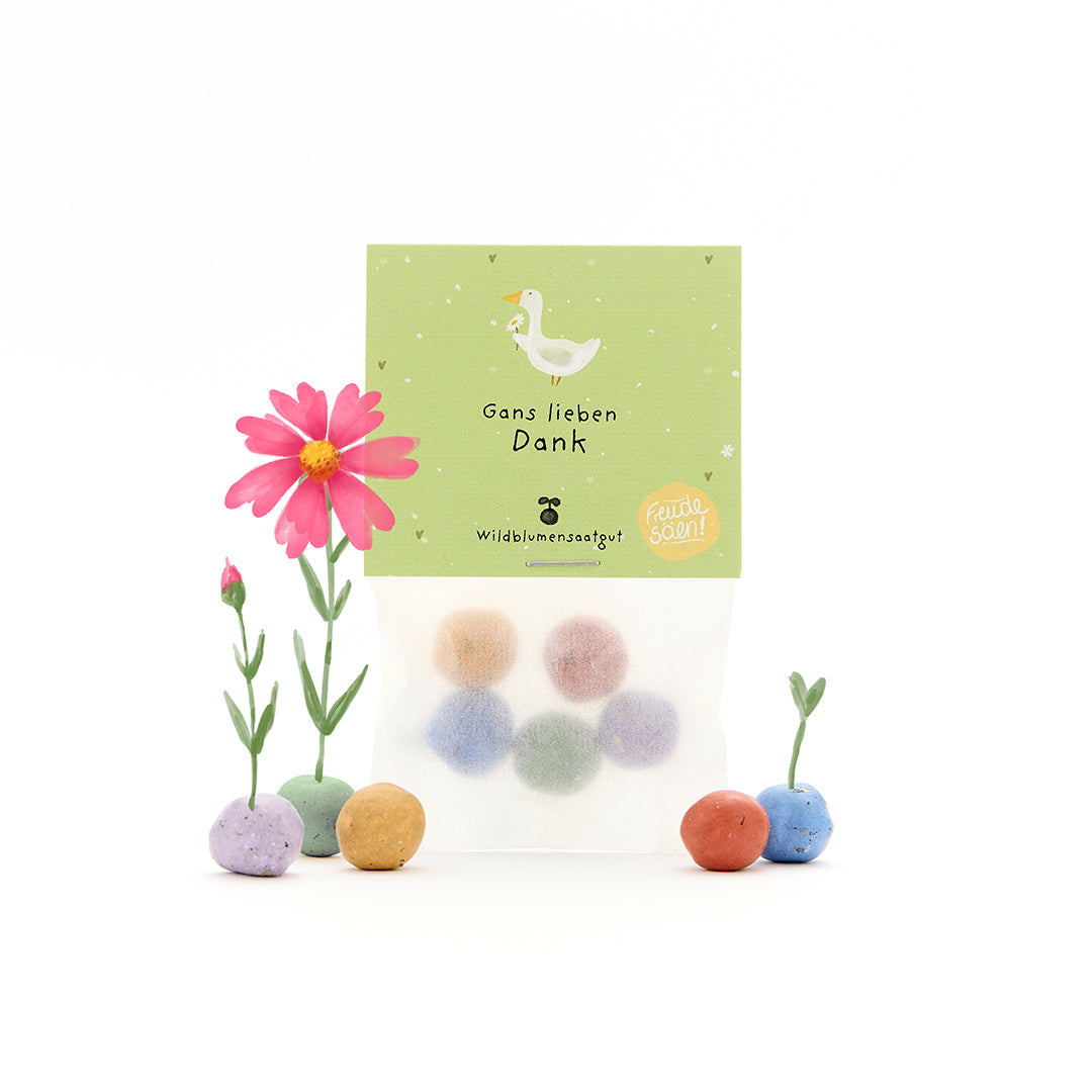 5 flower marbles in a bag "Thank you very much"