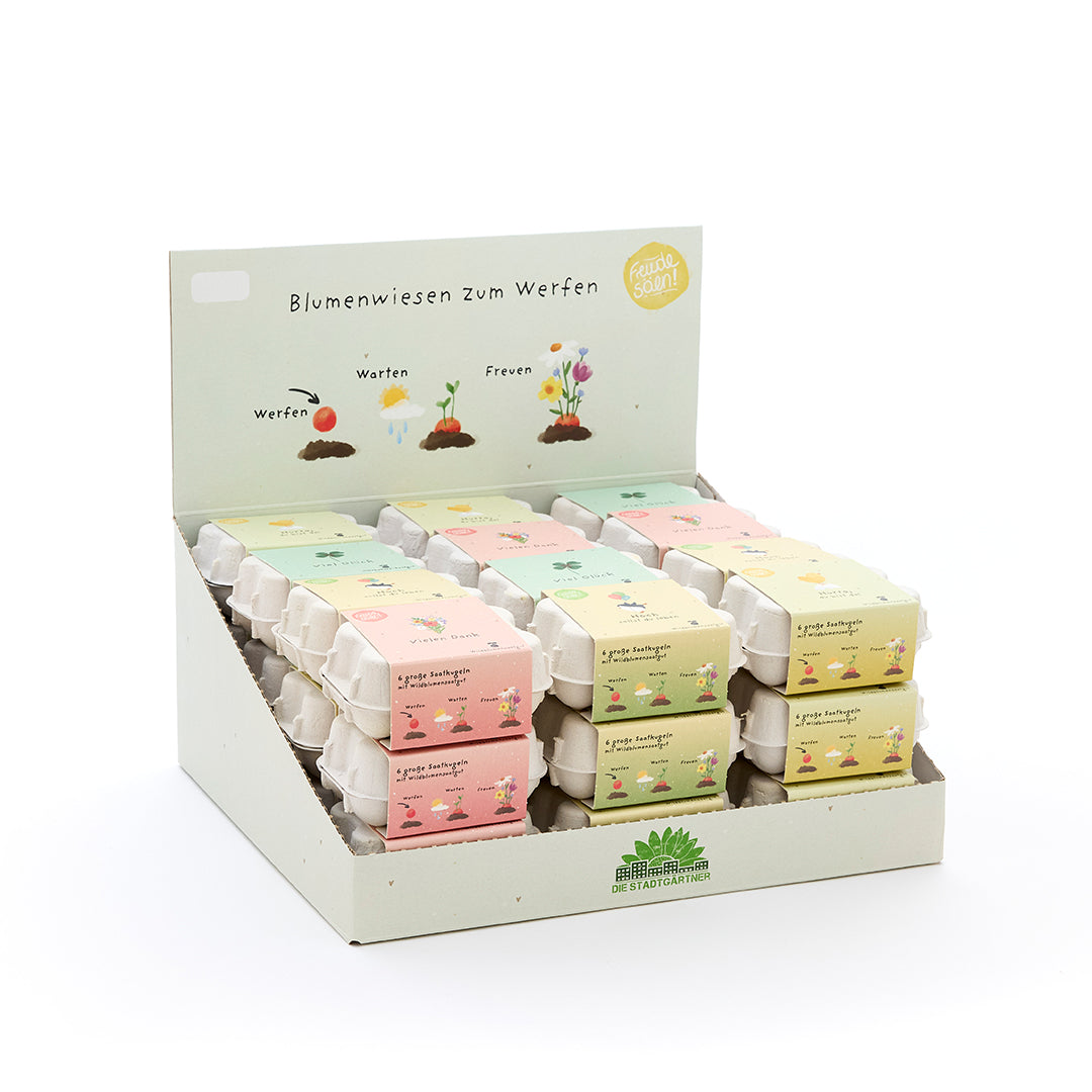 6 flower marbles in an egg carton - 36-piece tray