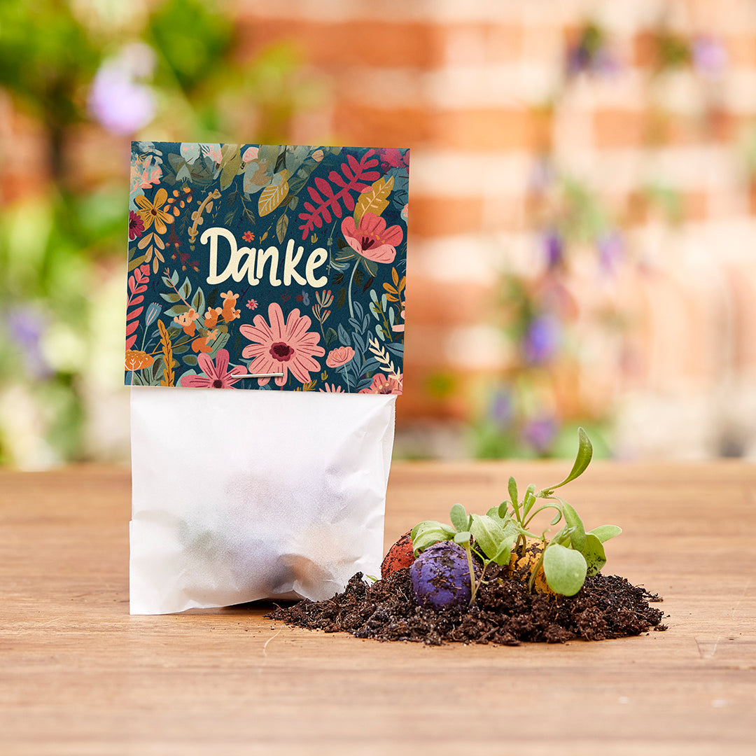 5 flower marbles in a glassine bag - "Thank you"