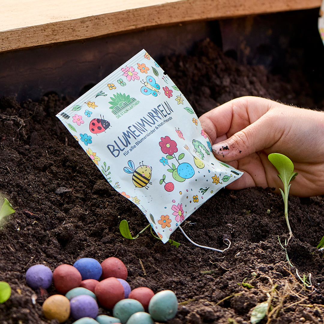 5 flower marbles in a bag
