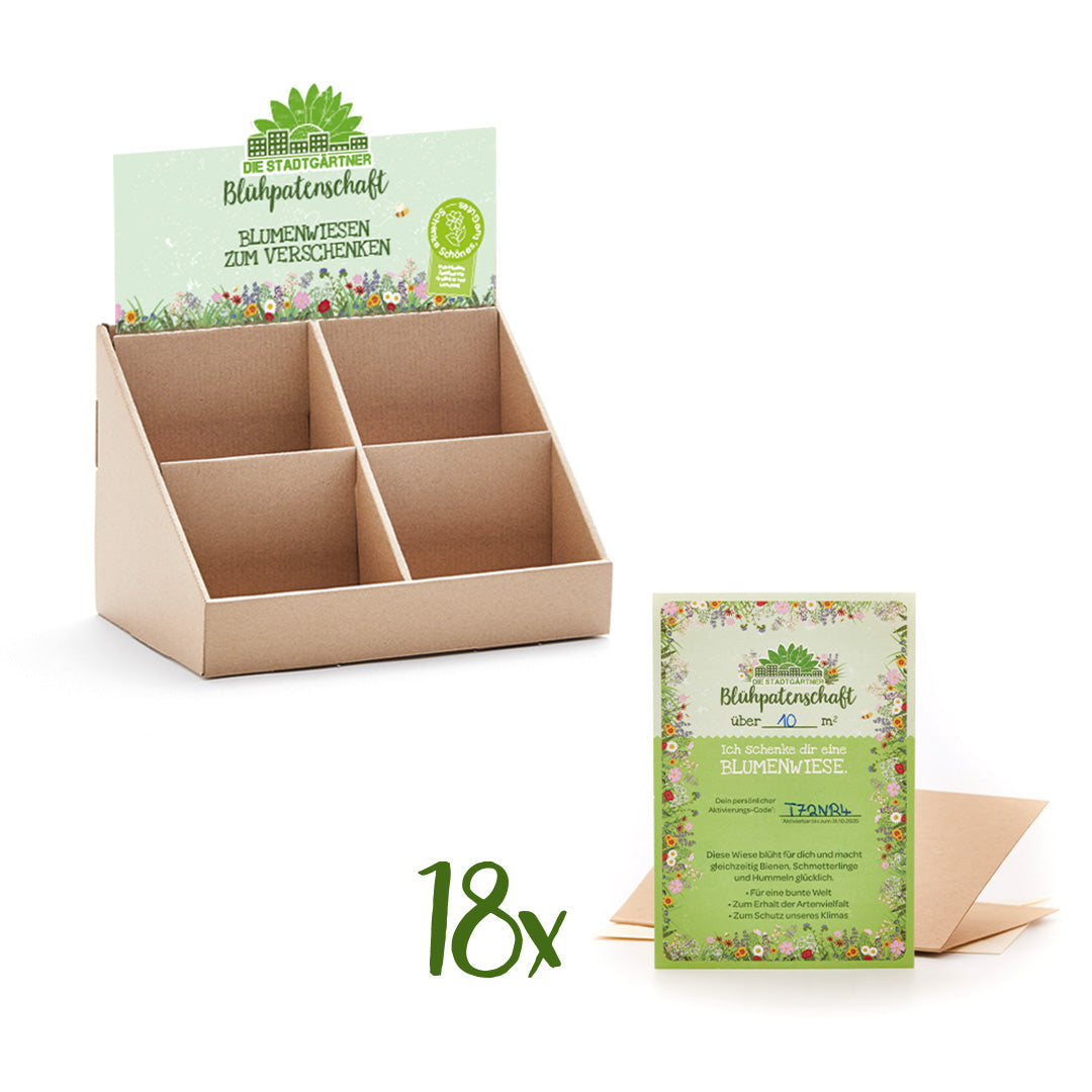 Cardboard display - flower sponsorship - 4-pack - stocked